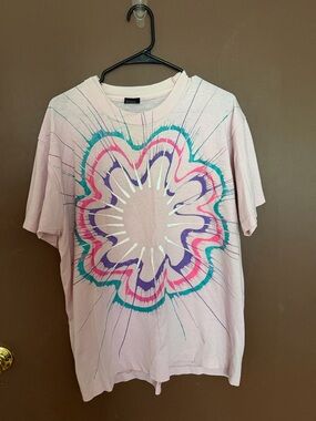 Vintage single stitch tie dye paint pink t-shirt